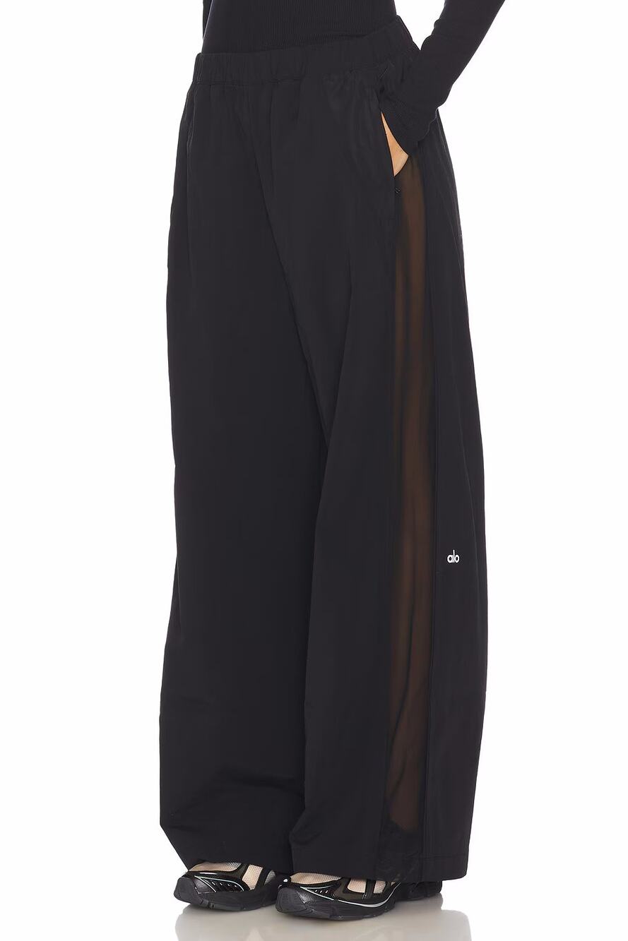 Alo High-Waist Origin Wide Leg Track Pant Black Sz Small Mesh Inserts NWOT Pants